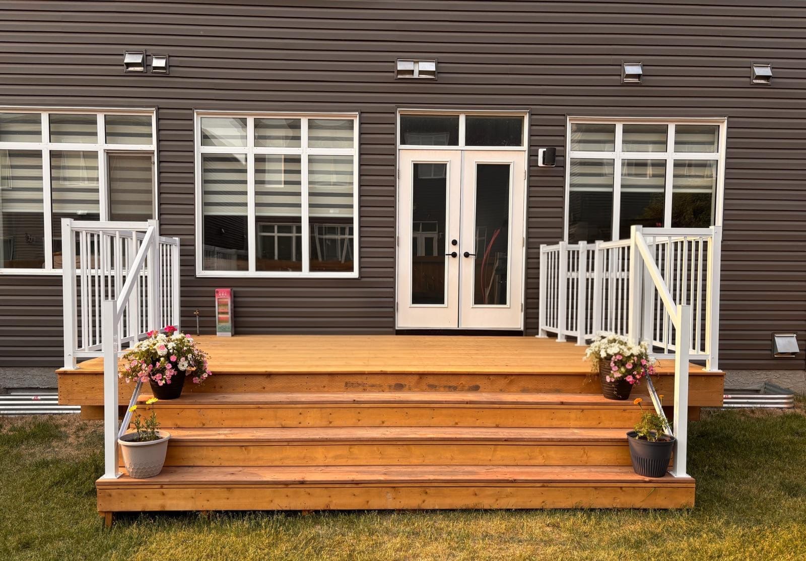 Custom backyard deck building project in Edmonton