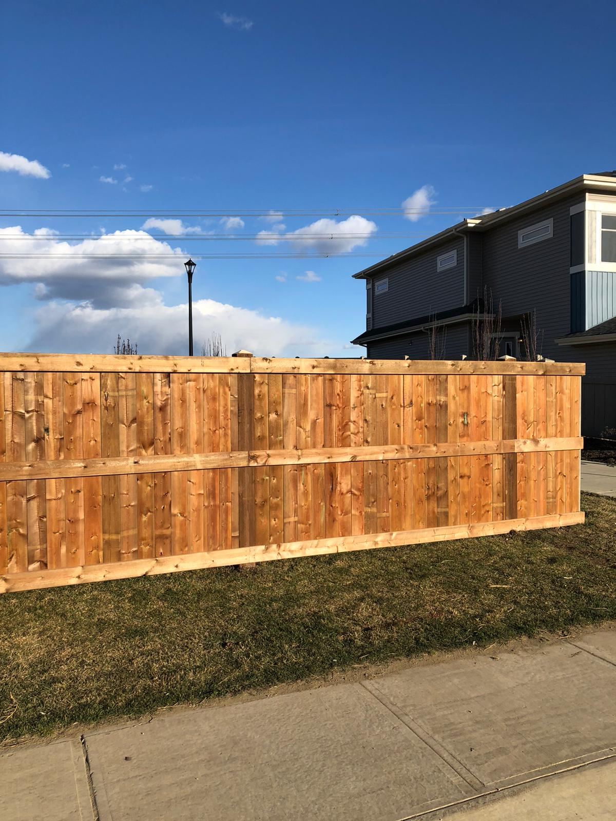 Outdoor fence construction project in Edmonton