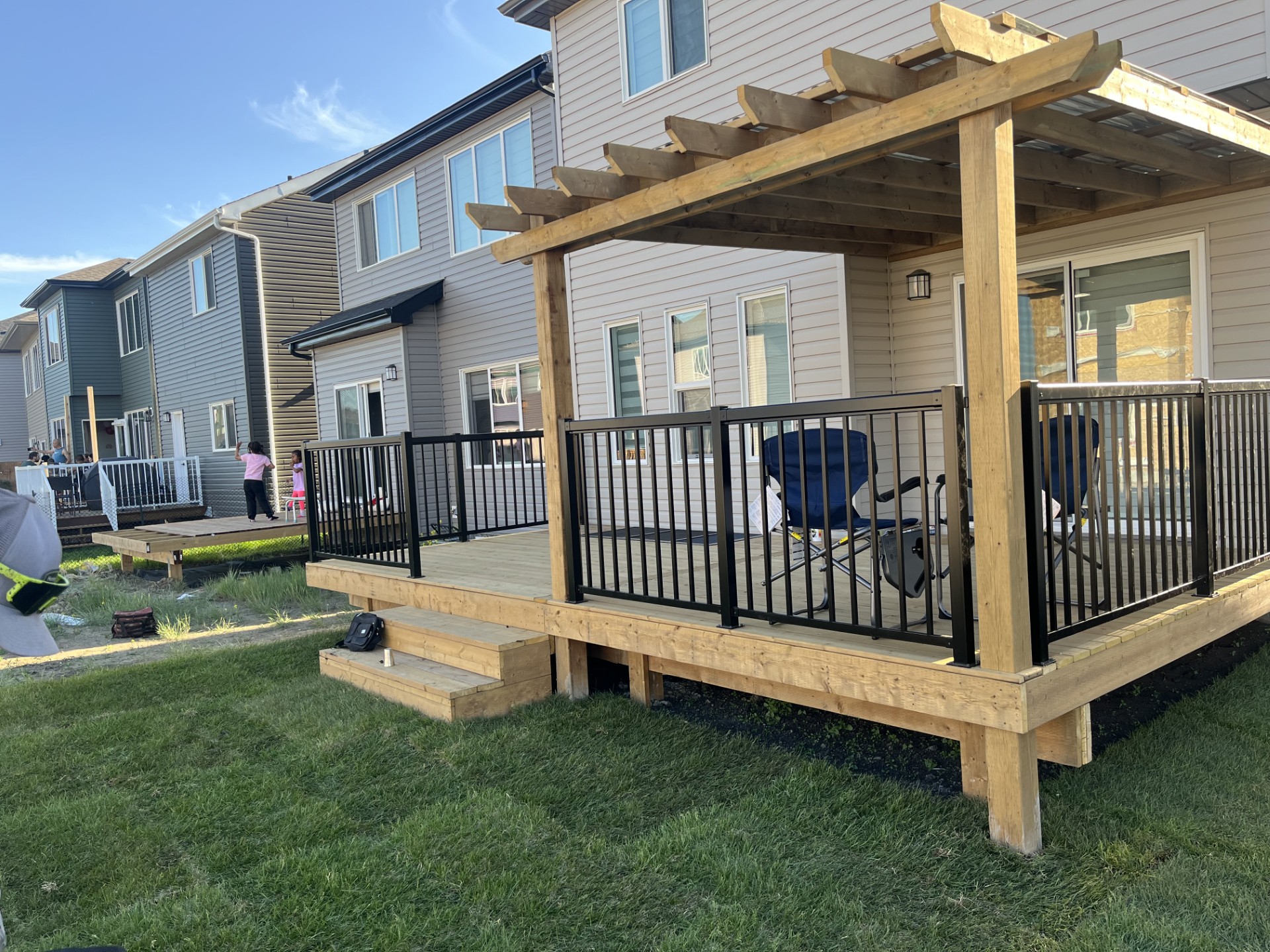 Aluminum railing deck installation in Edmonton
