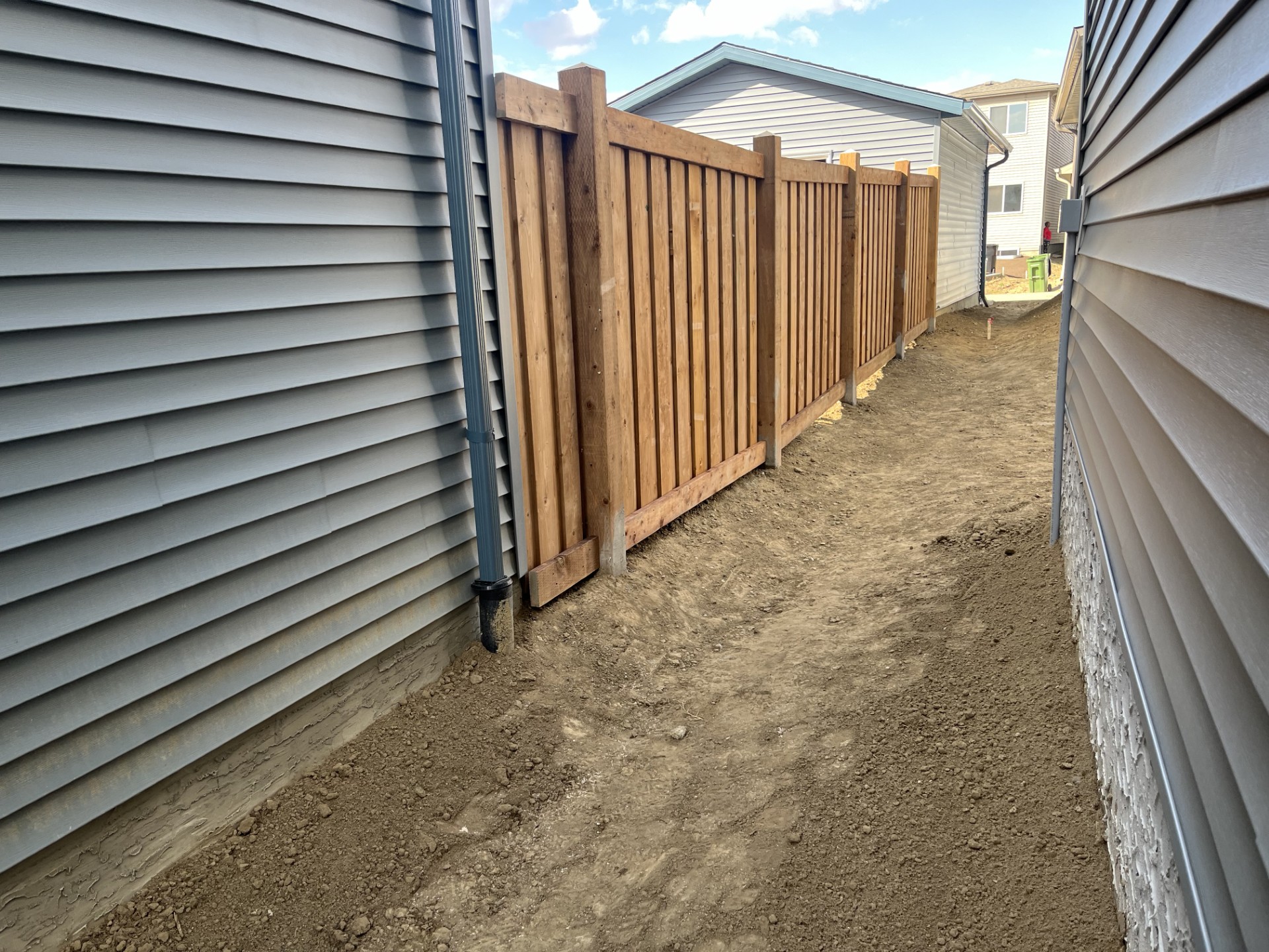 Sidewall fencing installation project in Edmonton